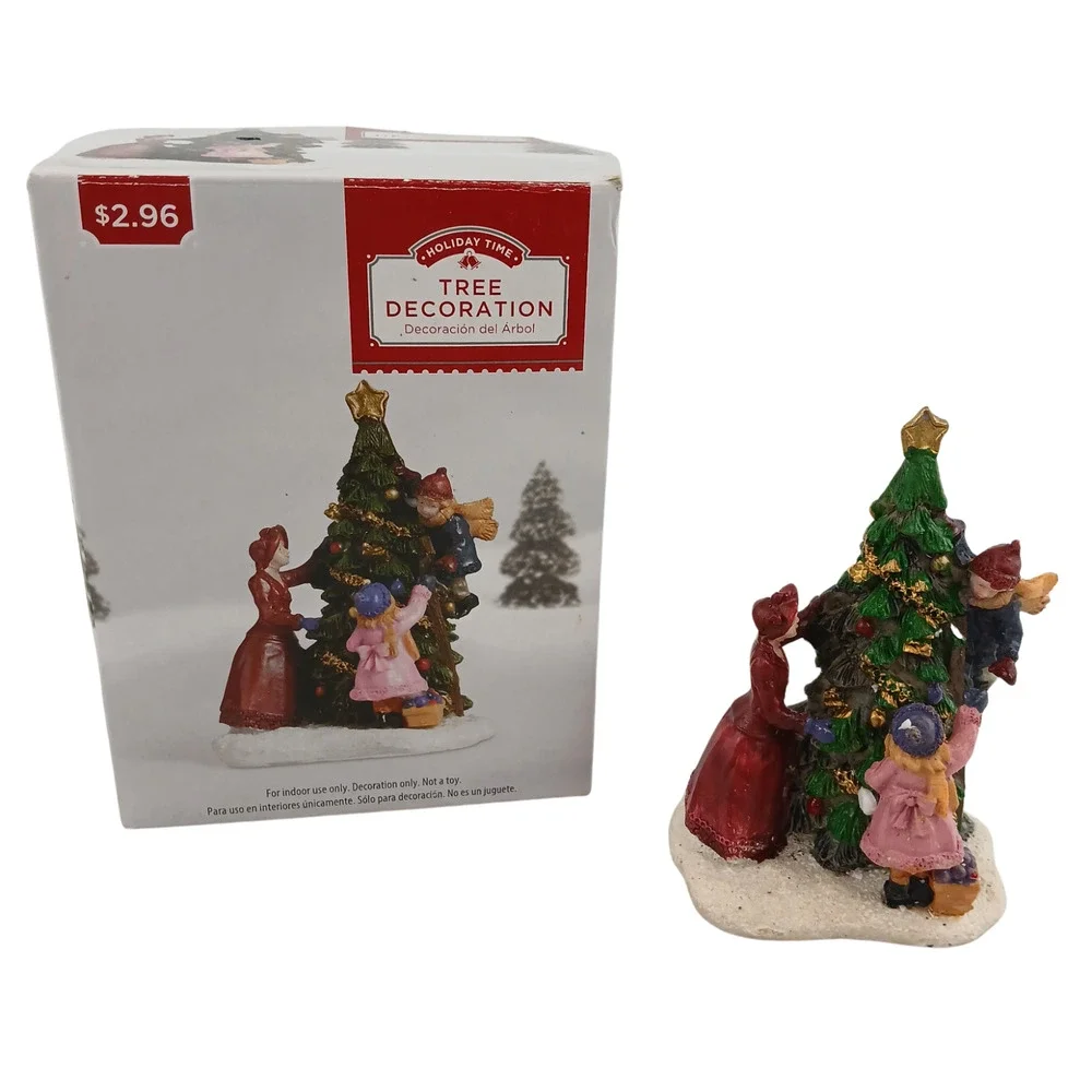 Holiday Time Victorian Family Decorating Christmas Tree Figurine 3.5